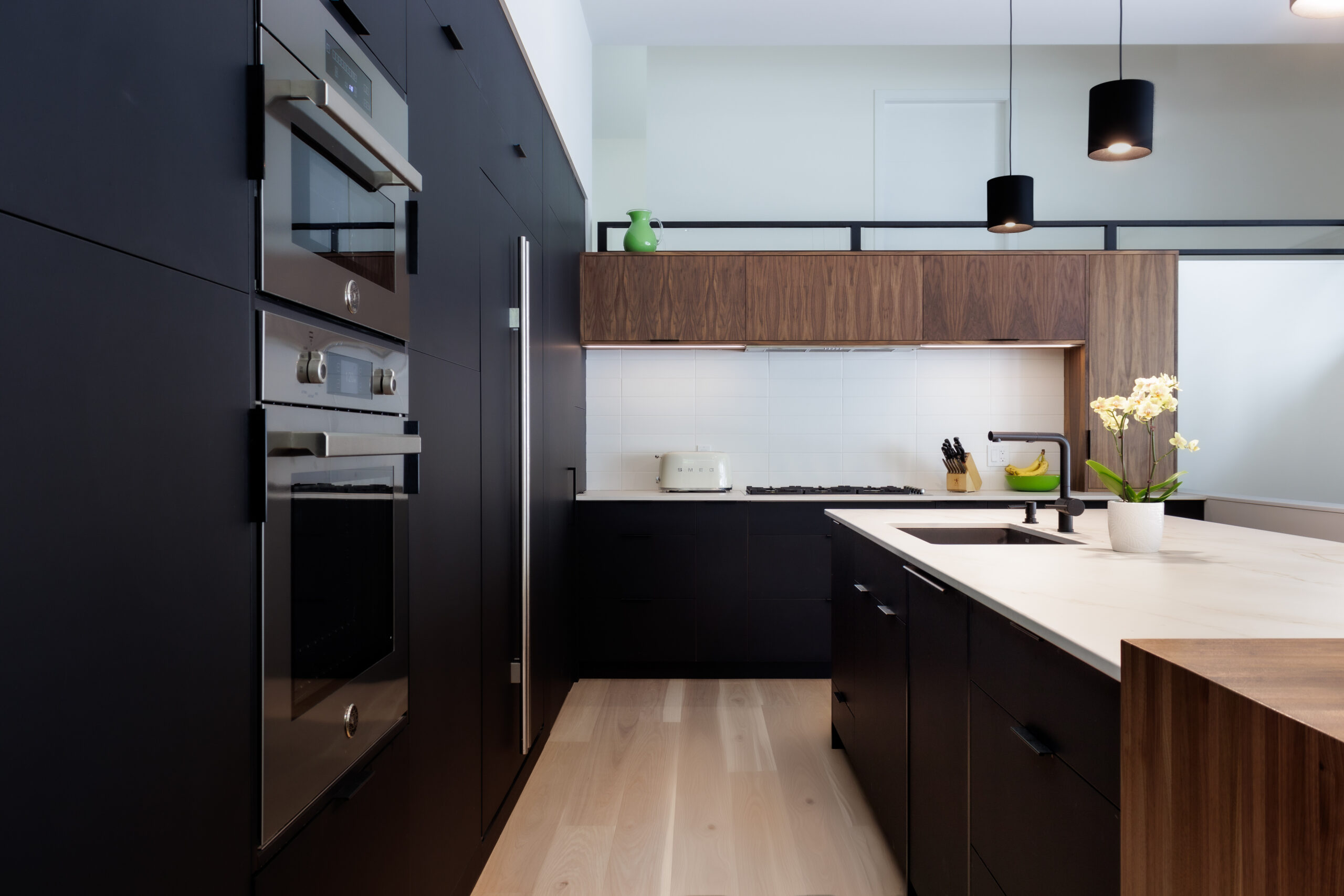 Bold Black & Warm Walnut Accents
